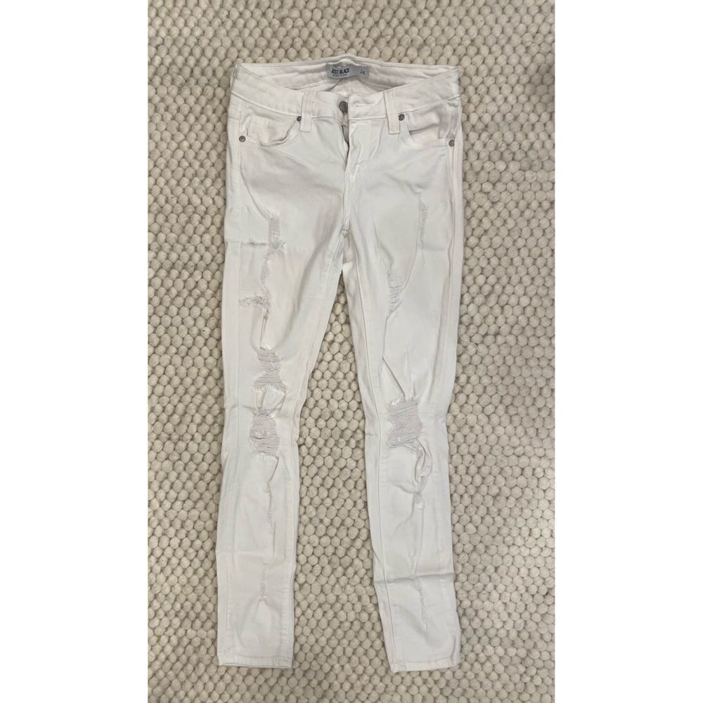 Just Black Distressed White Stretch Jeans